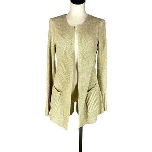 Max Studio Women's Size Small Beige Open Front Knit Cardigan Sweater Long Sleeve